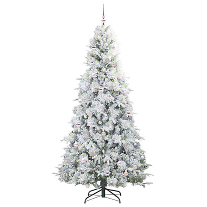 Plast Hingad Julgran med 300 LED-lampor Vit 240 cm PE och PVC