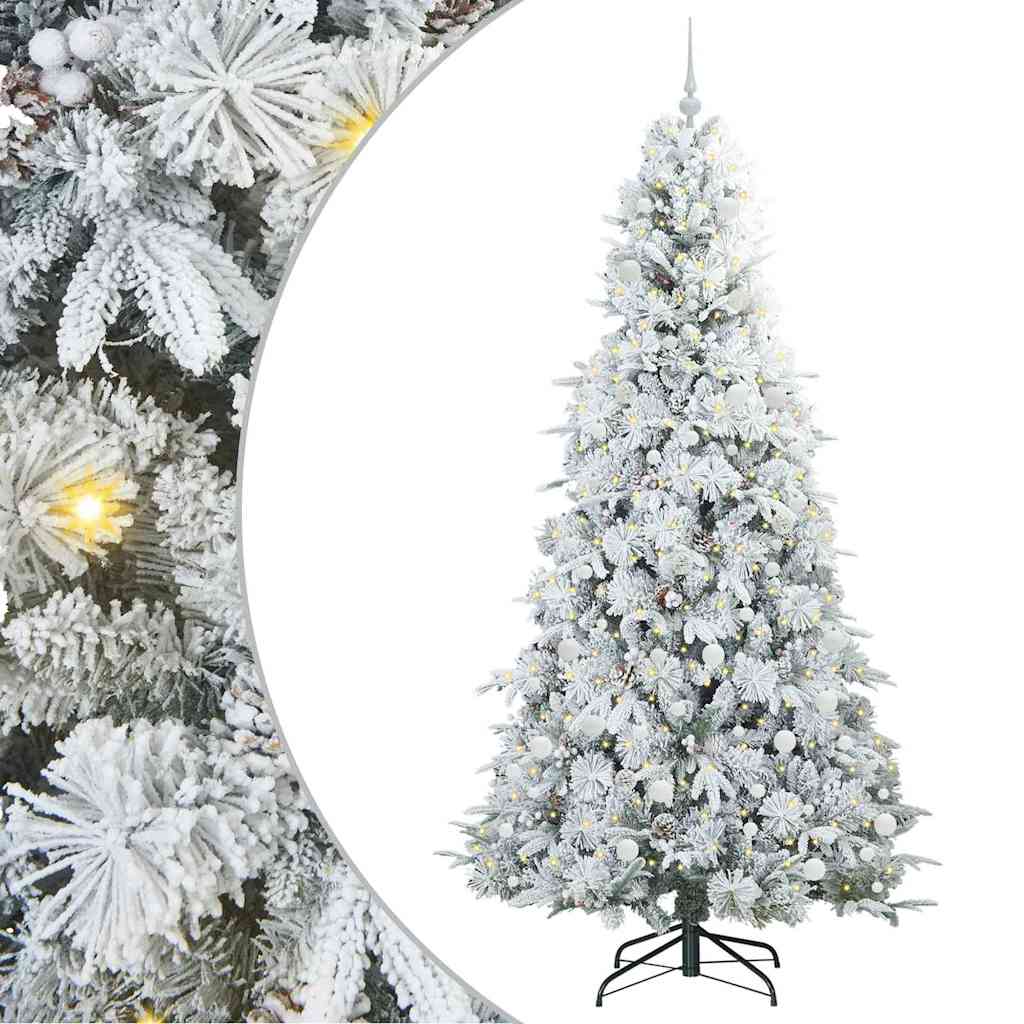 Plast Hingad Julgran med 300 LED-lampor Vit 240 cm PE och PVC