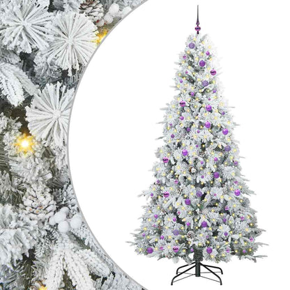 Plast Hingad Julgran med 300 LED-lampor Vit 240 cm PE och PVC