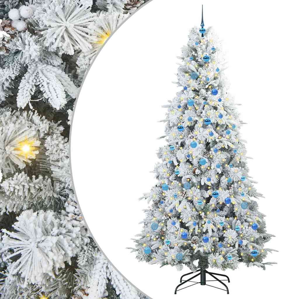 Plast Hingad Julgran med 300 LED-lampor Vit 240 cm PE och PVC