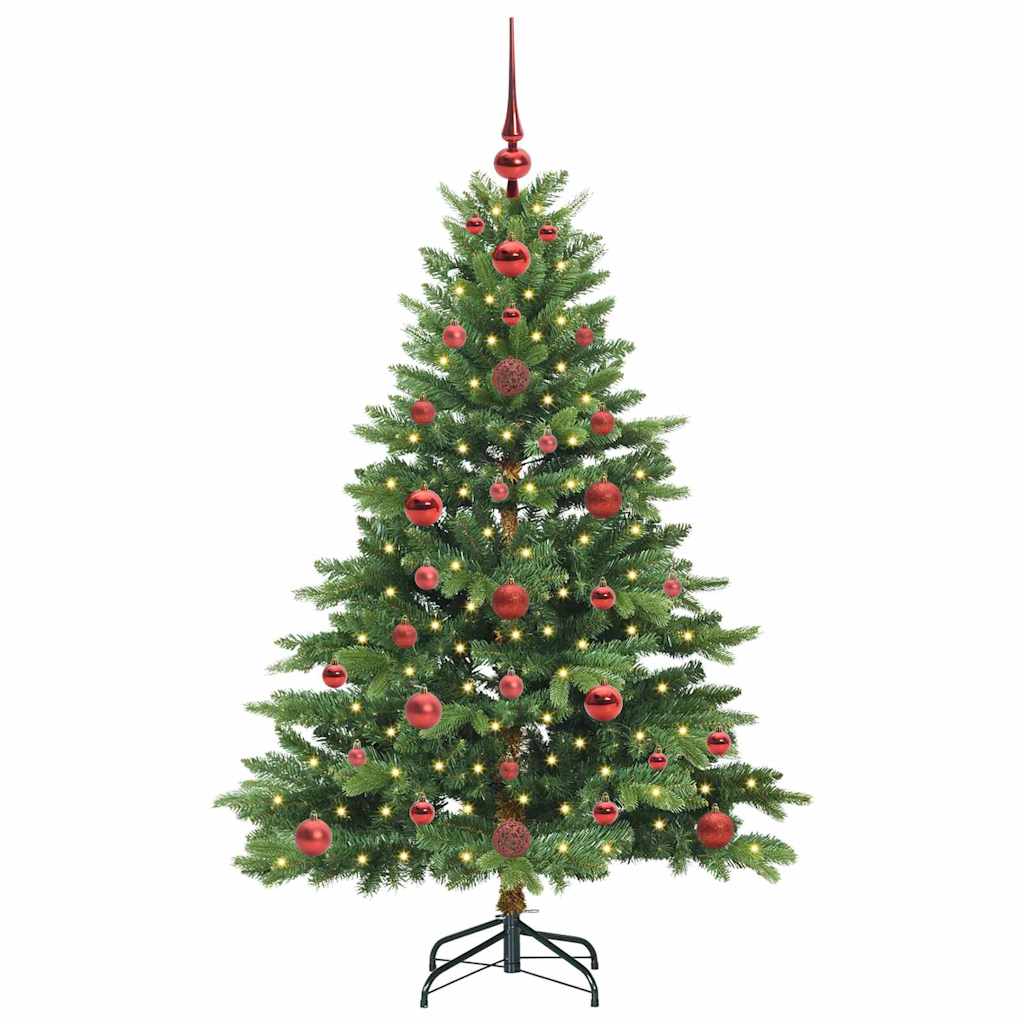 Konstgjord julgran med 150 LED-lampor Grön 120 cm PE och PVC