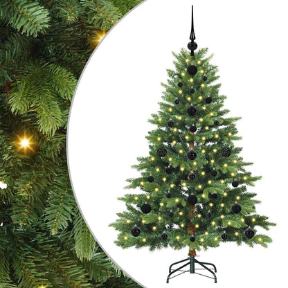 Konstgjord julgran med 150 LED-lampor Grön 120 cm PE och PVC