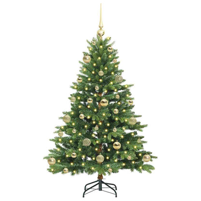 Konstgjord julgran med 150 LED-lampor Grön 120 cm PE och PVC
