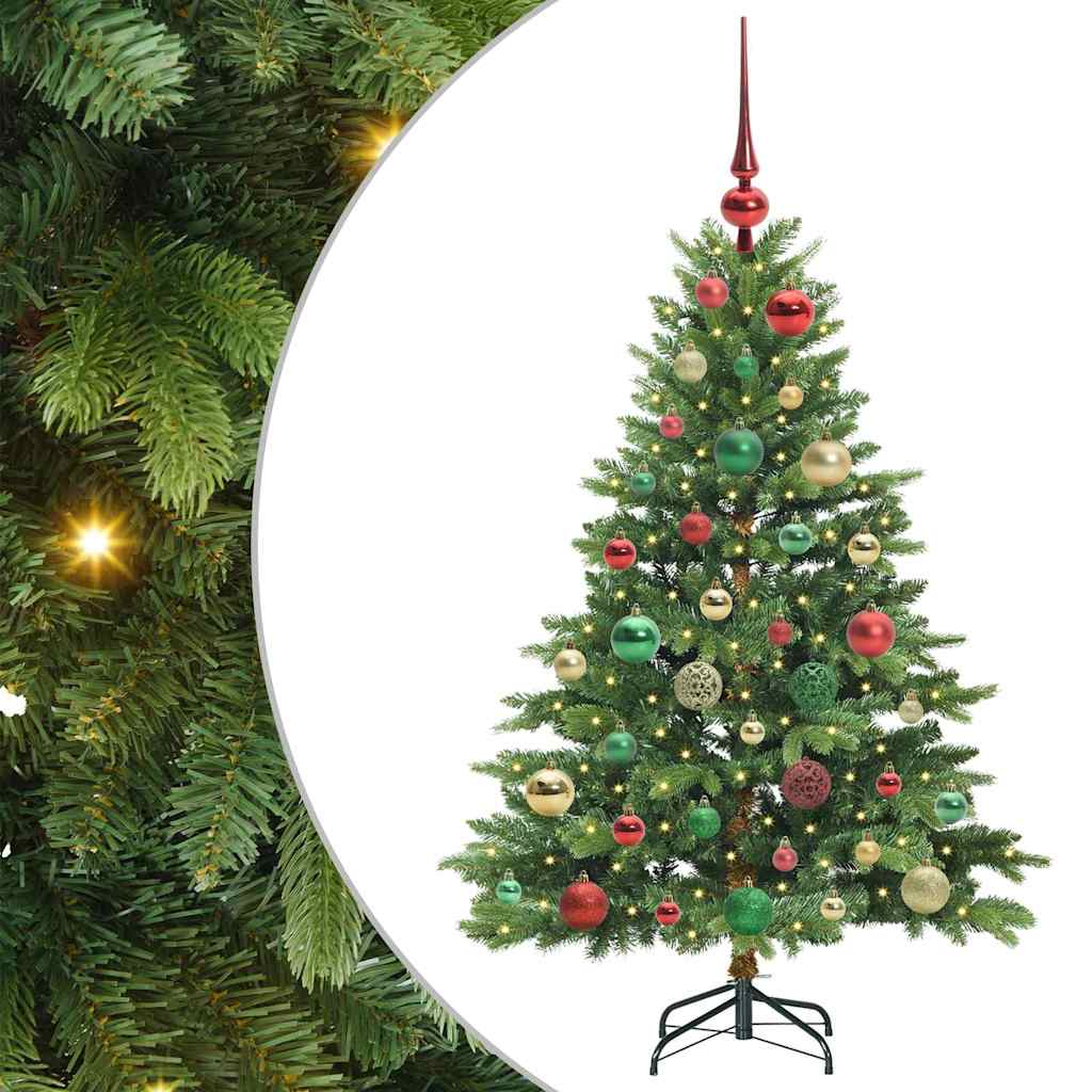 Konstgjord julgran med 150 LED-lampor Grön 120 cm PE och PVC