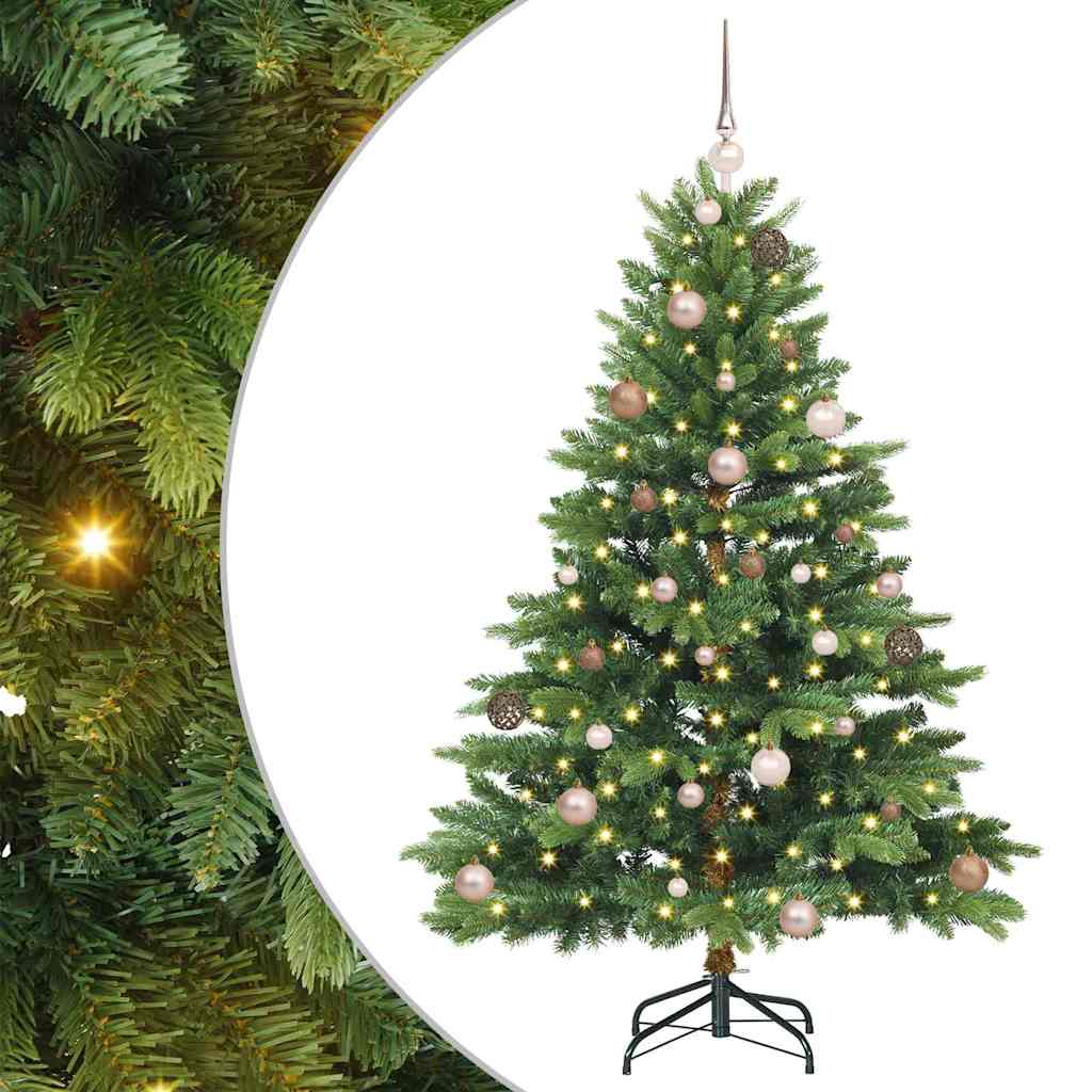 Konstgjord julgran med 150 LED-lampor Grön 150 cm PE och PVC