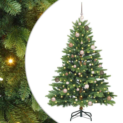 Konstgjord julgran med 150 LED-lampor Grön 150 cm PE och PVC