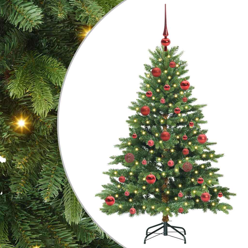 Konstgjord julgran med 150 LED-lampor Grön 150 cm PE och PVC