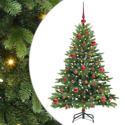 Konstgjord julgran med 150 LED-lampor Grön 150 cm PE och PVC