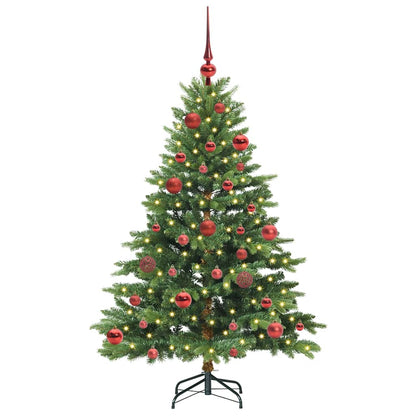 Konstgjord julgran med 150 LED-lampor Grön 150 cm PE och PVC