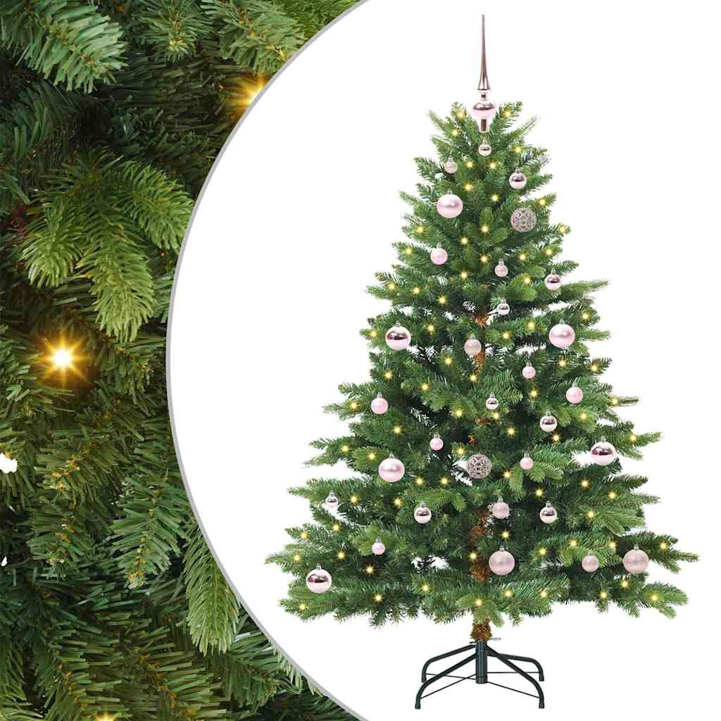 Konstgjord julgran med 150 LED-lampor Grön 150 cm PE och PVC