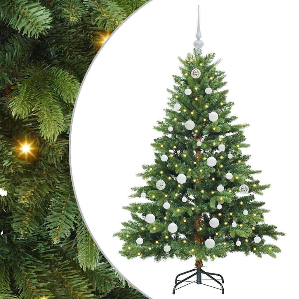 Konstgjord julgran med 150 LED-lampor Grön 150 cm PE och PVC