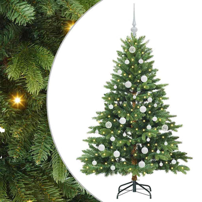 Konstgjord julgran med 150 LED-lampor Grön 150 cm PE och PVC