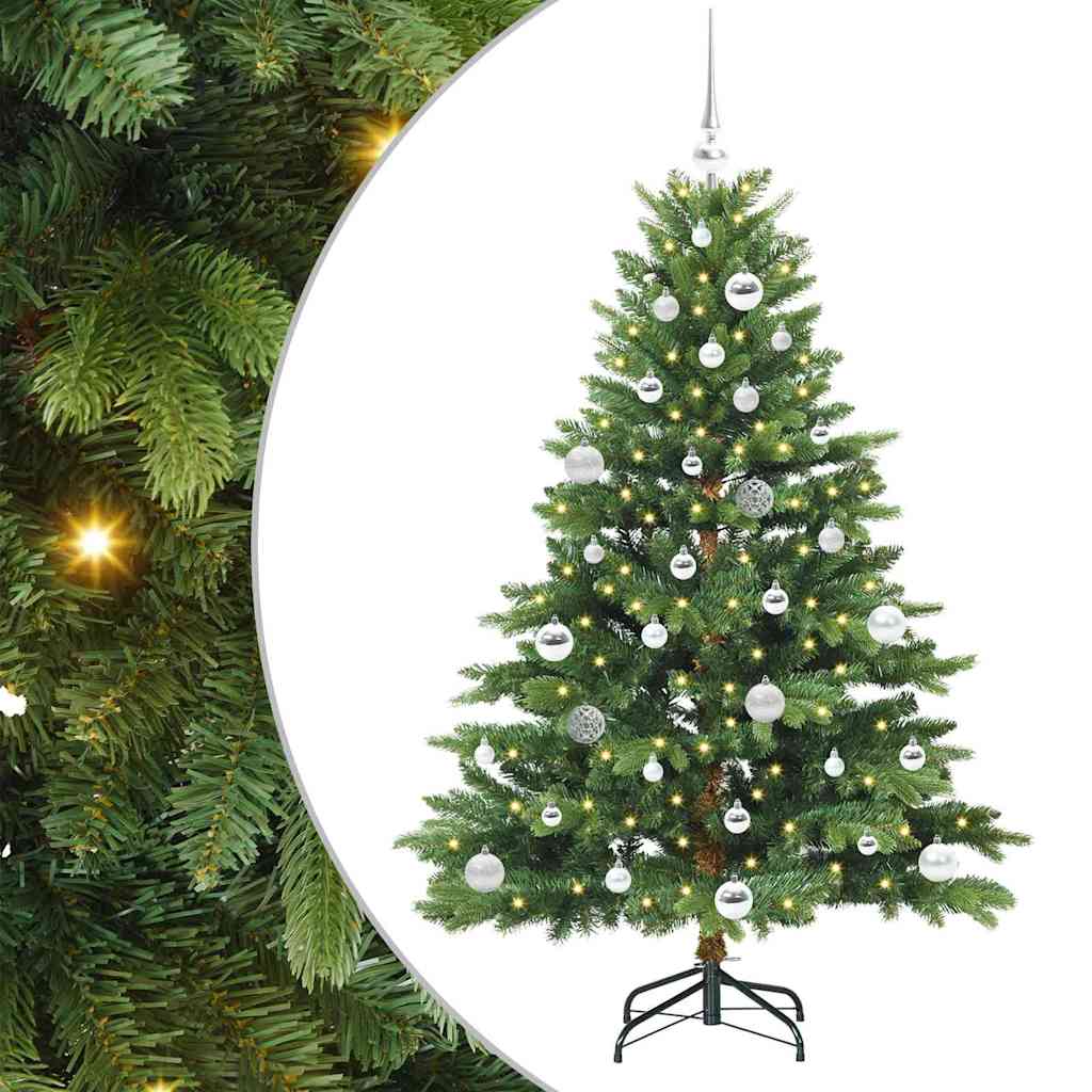 Konstgjord julgran med 150 LED-lampor Grön 150 cm PE och PVC