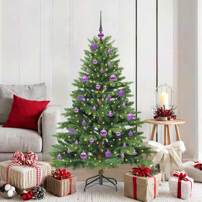 Konstgjord julgran med 150 LED-lampor Grön 150 cm PE och PVC
