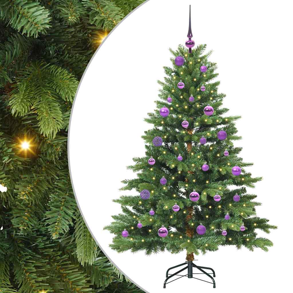 Konstgjord julgran med 150 LED-lampor Grön 150 cm PE och PVC