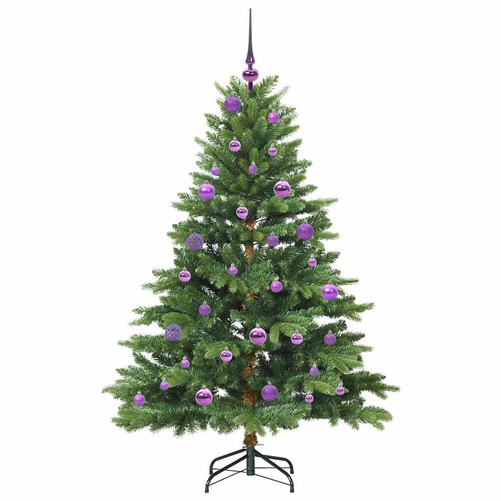 Konstgjord julgran med 150 LED-lampor Grön 150 cm PE och PVC
