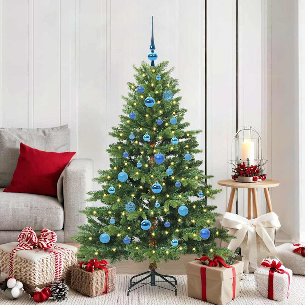 Konstgjord julgran med 150 LED-lampor Grön 150 cm PE och PVC