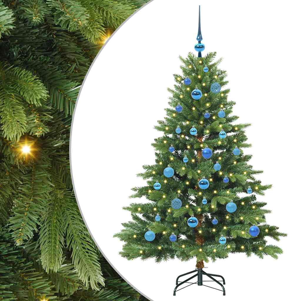 Konstgjord julgran med 150 LED-lampor Grön 150 cm PE och PVC