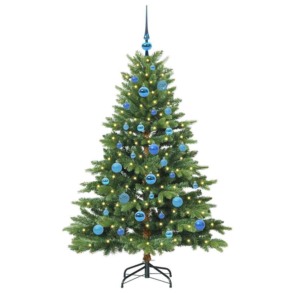 Konstgjord julgran med 150 LED-lampor Grön 150 cm PE och PVC