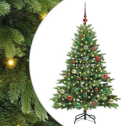 Konstgjord julgran med 150 LED-lampor Grön 150 cm PE och PVC