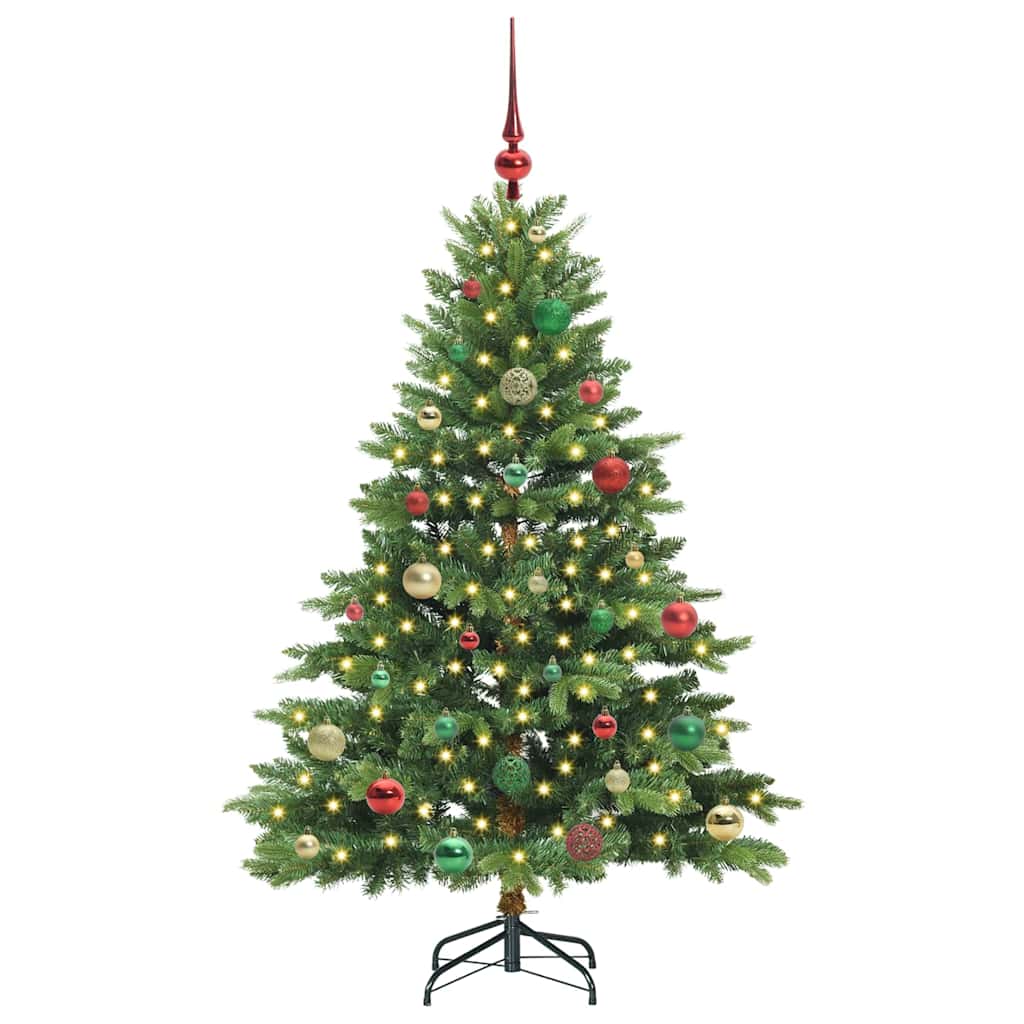 Konstgjord julgran med 150 LED-lampor Grön 150 cm PE och PVC