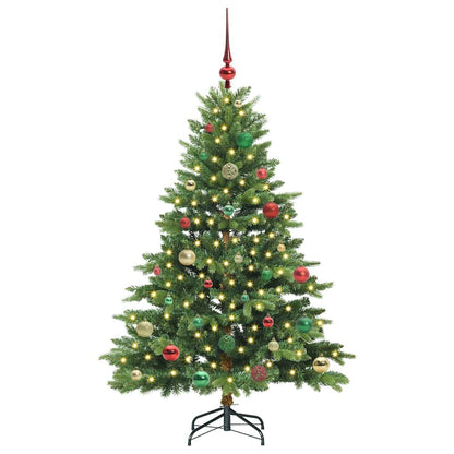 Konstgjord julgran med 150 LED-lampor Grön 150 cm PE och PVC