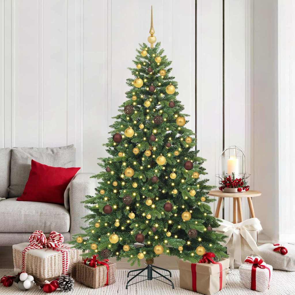 Konstgjord julgran med 300 LED-lampor Grön 180 cm PE och PVC