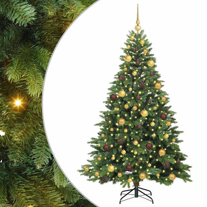 Konstgjord julgran med 300 LED-lampor Grön 180 cm PE och PVC