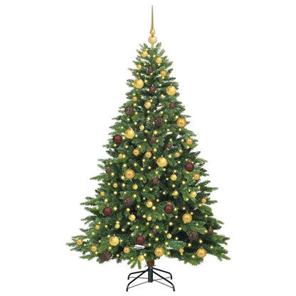 Konstgjord julgran med 300 LED-lampor Grön 180 cm PE och PVC