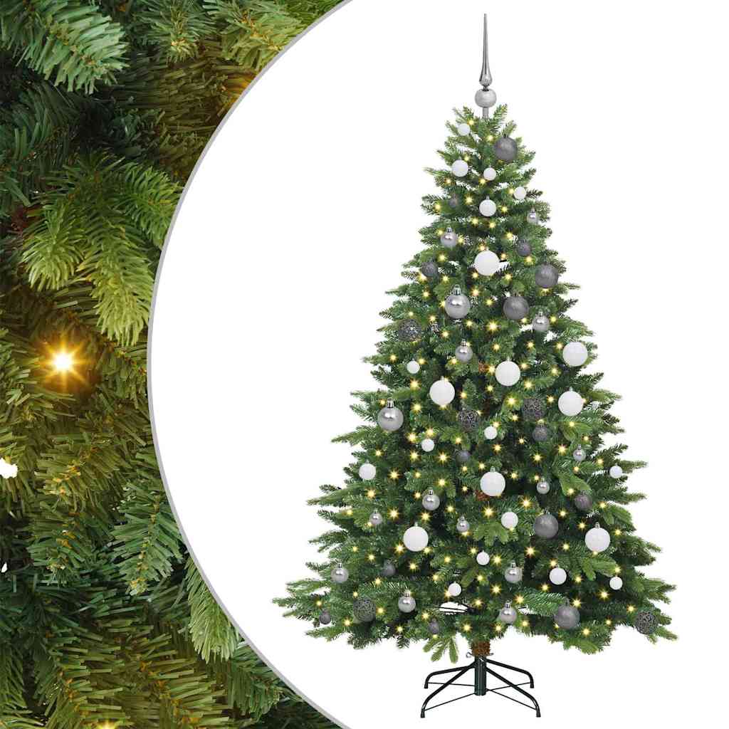 Konstgjord julgran med 300 LED-lampor Grön 180 cm PE och PVC