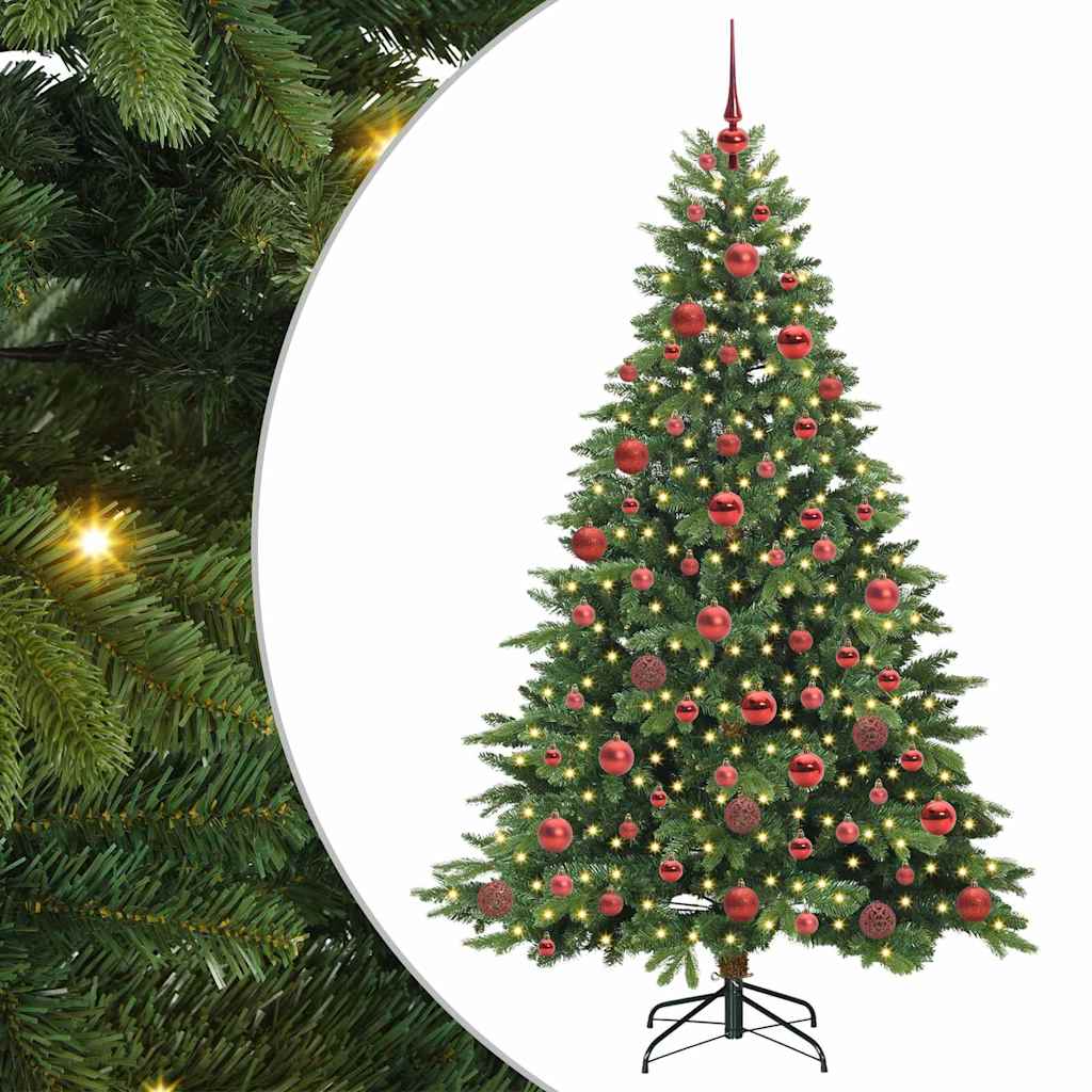Konstgjord julgran med 300 LED-lampor Grön 180 cm PE och PVC