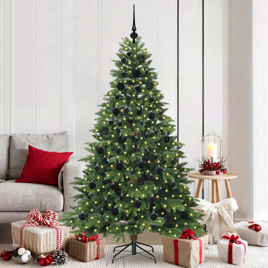 Konstgjord julgran med 300 LED-lampor Grön 180 cm PE och PVC