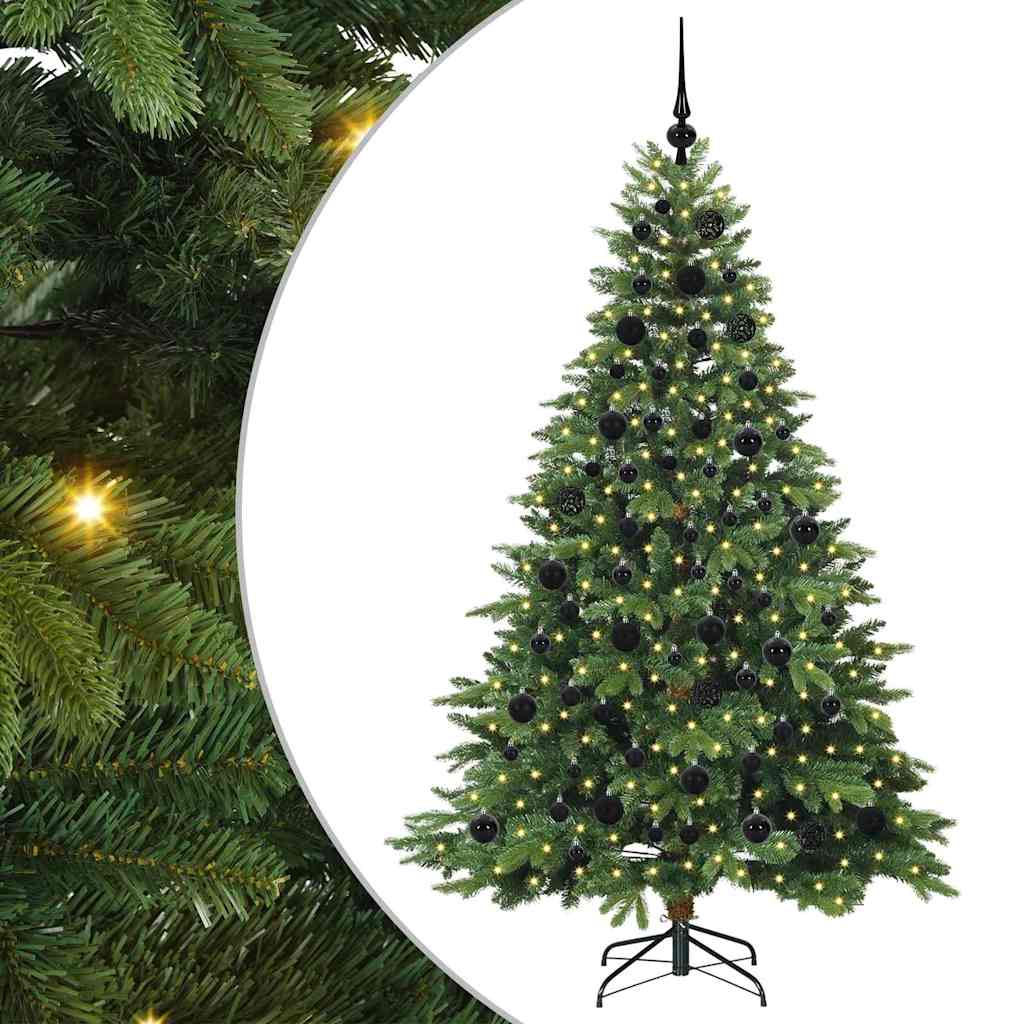 Konstgjord julgran med 300 LED-lampor Grön 180 cm PE och PVC