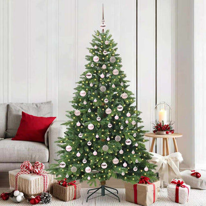 Konstgjord julgran med 300 LED-lampor Grön 180 cm PE och PVC