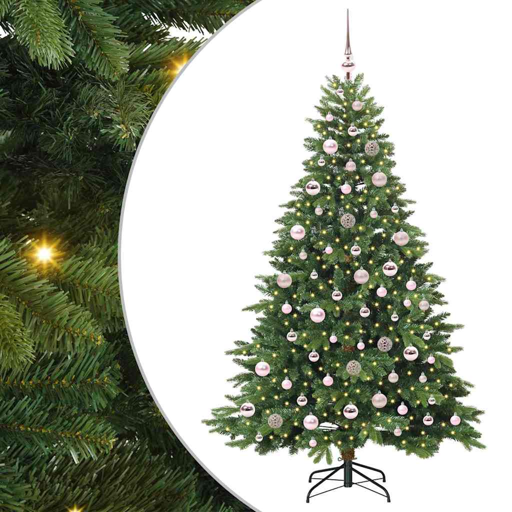 Konstgjord julgran med 300 LED-lampor Grön 180 cm PE och PVC