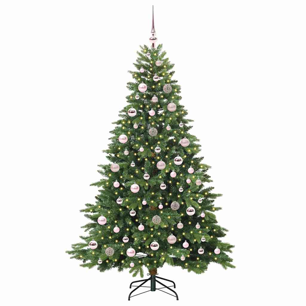 Konstgjord julgran med 300 LED-lampor Grön 180 cm PE och PVC