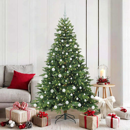 Konstgjord julgran med 300 LED-lampor Grön 180 cm PE och PVC