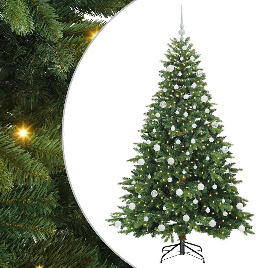 Konstgjord julgran med 300 LED-lampor Grön 180 cm PE och PVC