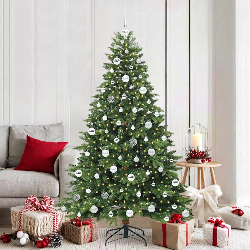 Konstgjord julgran med 300 LED-lampor Grön 180 cm PE och PVC