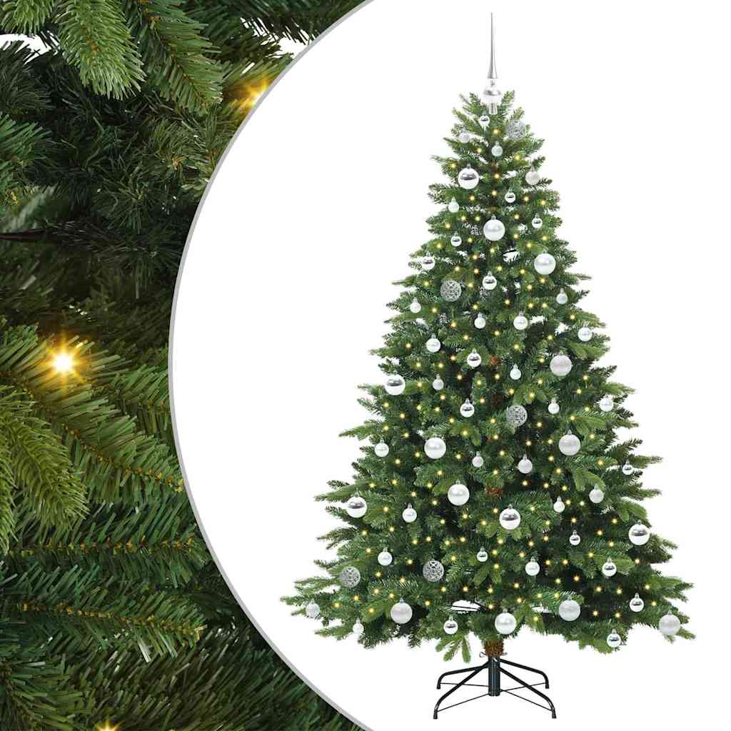 Konstgjord julgran med 300 LED-lampor Grön 180 cm PE och PVC