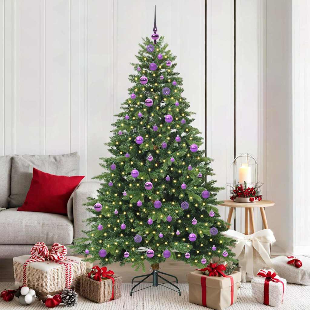 Konstgjord julgran med 300 LED-lampor Grön 180 cm PE och PVC