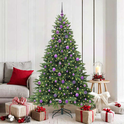Konstgjord julgran med 300 LED-lampor Grön 180 cm PE och PVC