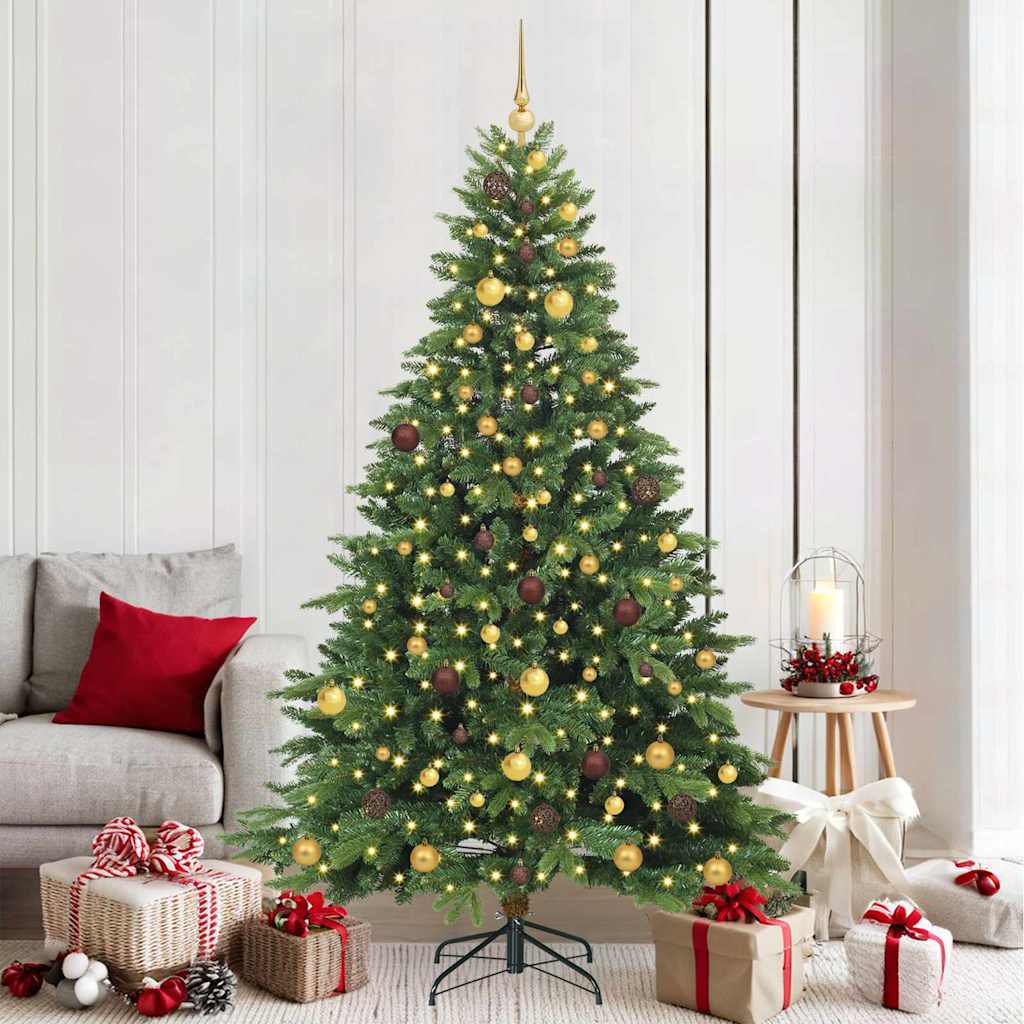 Konstgjord julgran med 300 LED-lampor Grön 210 cm PE och PVC