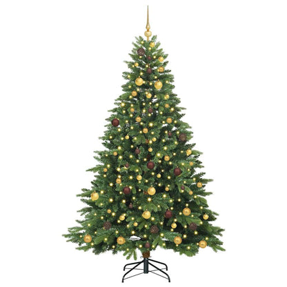 Konstgjord julgran med 300 LED-lampor Grön 210 cm PE och PVC
