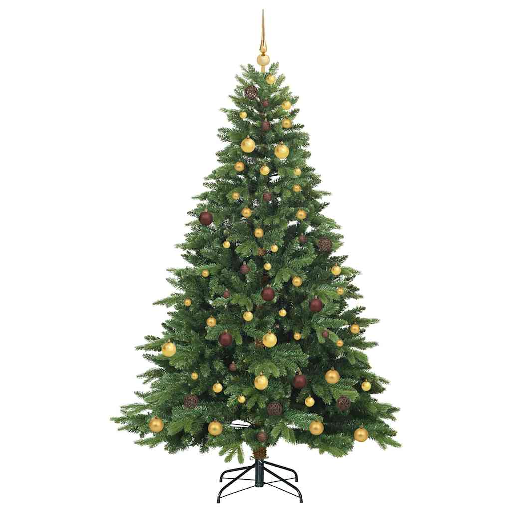 Konstgjord julgran med 300 LED-lampor Grön 210 cm PE och PVC