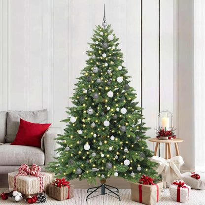 Konstgjord julgran med 300 LED-lampor Grön 210 cm PE och PVC