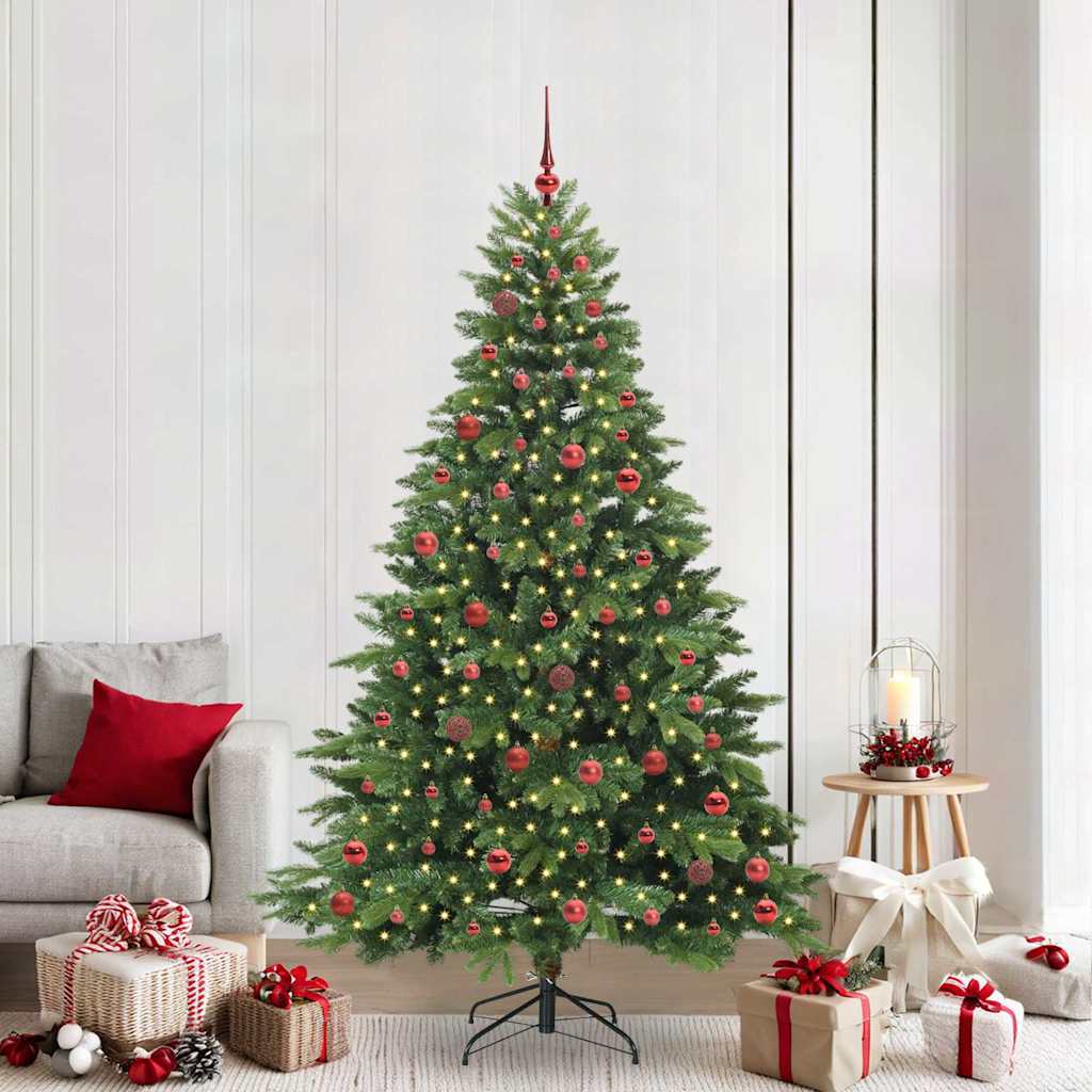 Konstgjord julgran med 300 LED-lampor Grön 210 cm PE och PVC