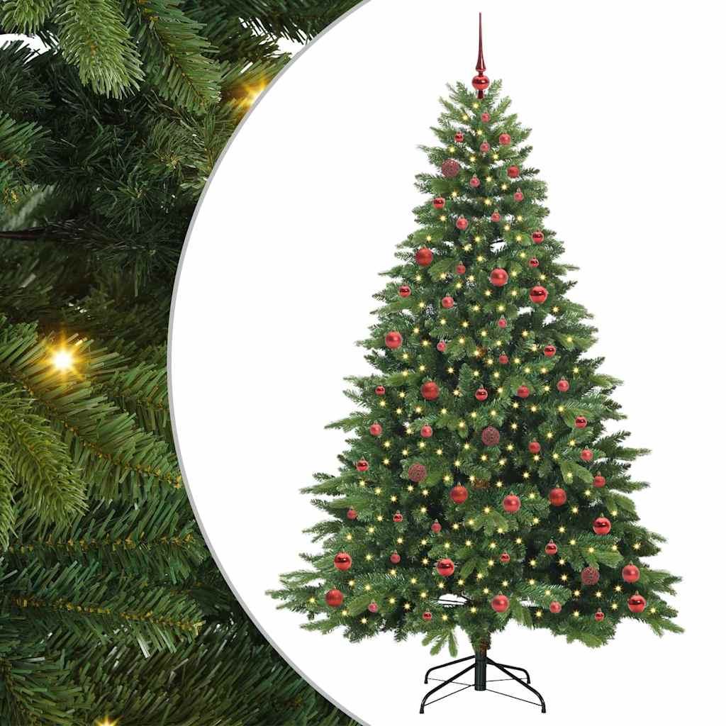 Konstgjord julgran med 300 LED-lampor Grön 210 cm PE och PVC