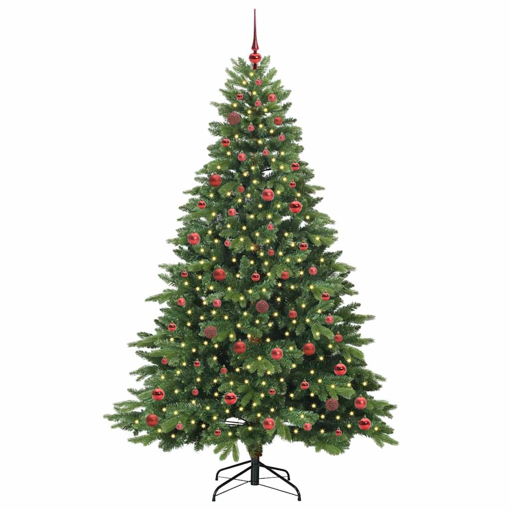 Konstgjord julgran med 300 LED-lampor Grön 210 cm PE och PVC