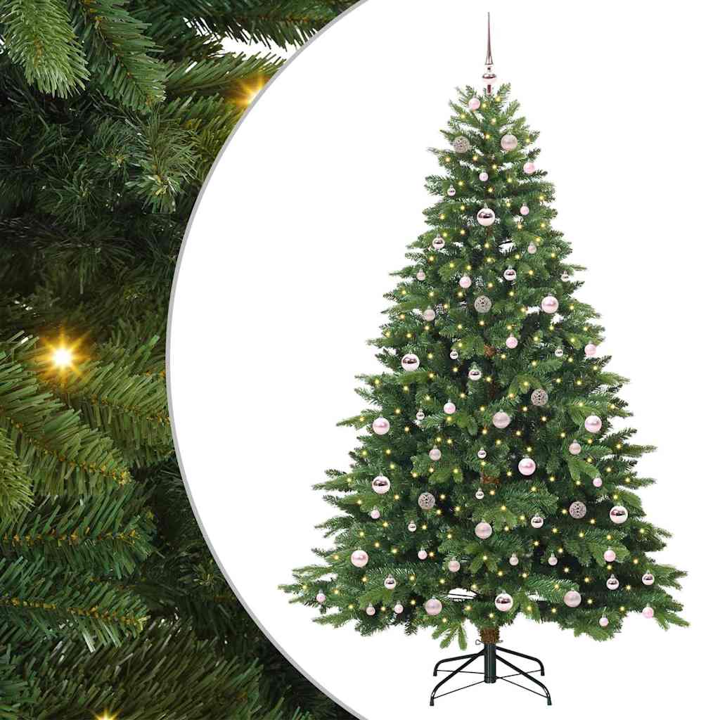 Konstgjord julgran med 300 LED-lampor Grön 210 cm PE och PVC